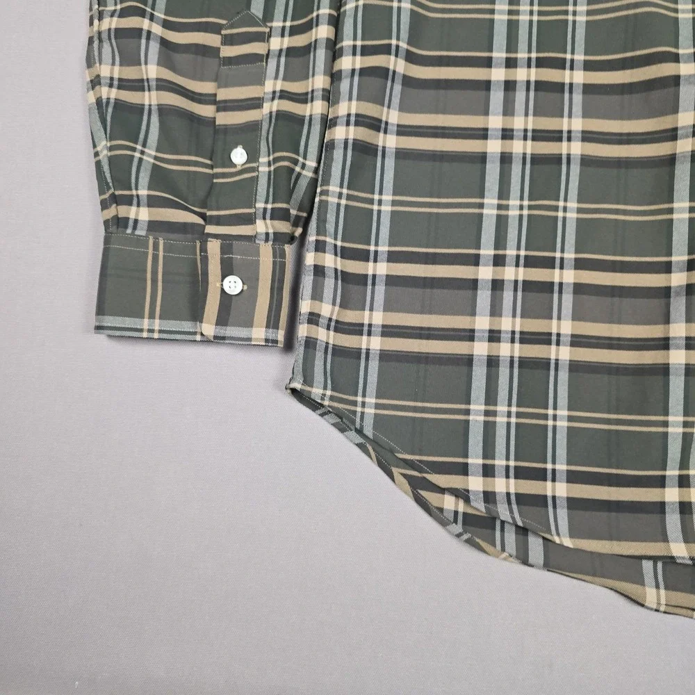 Polo Ralph Lauren Mens Classic Fit Performance Long Sleeve Oxford Green Plaid